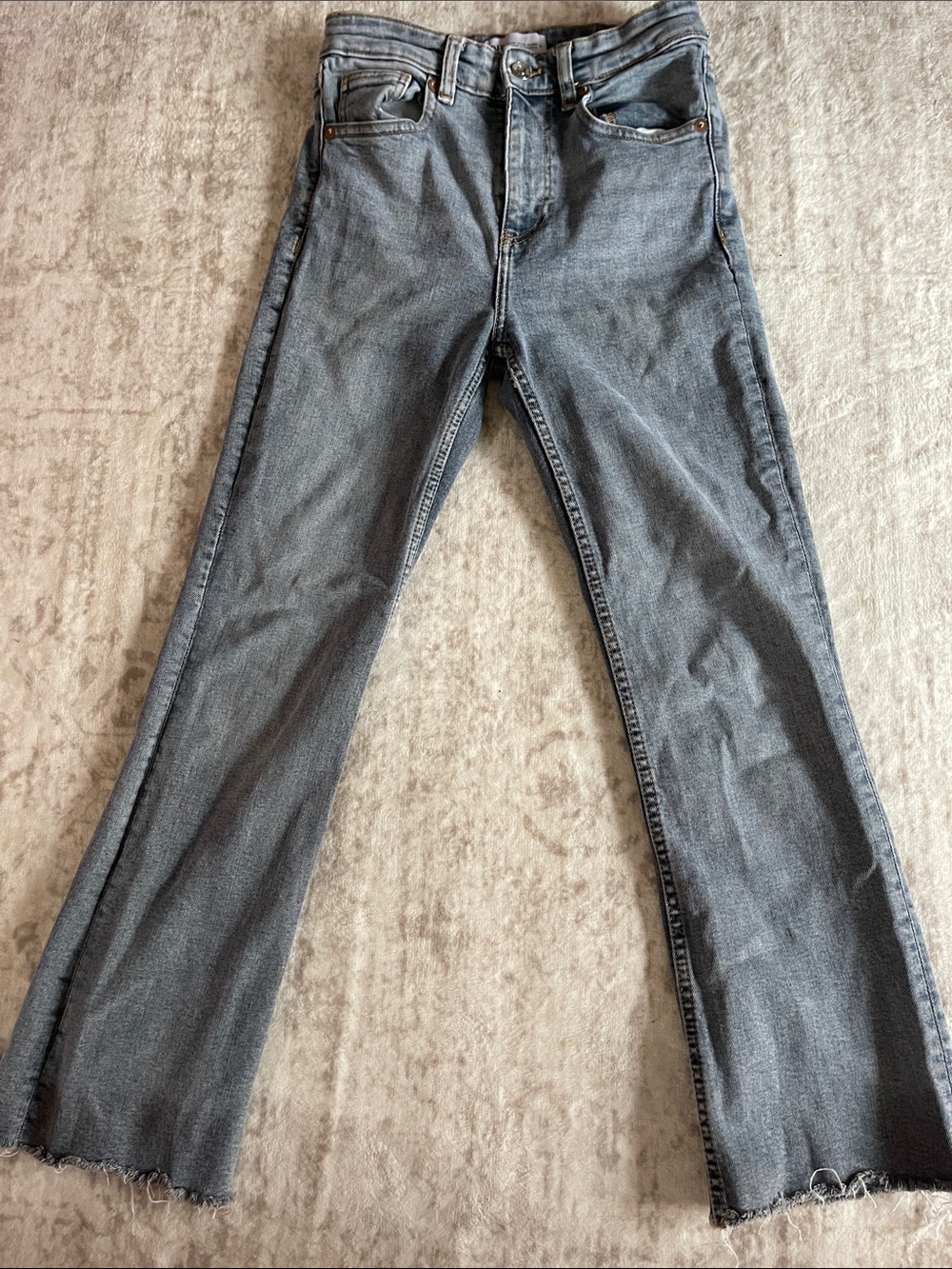 Zara Women's High-Rise Straight Jeans in Faded Blue